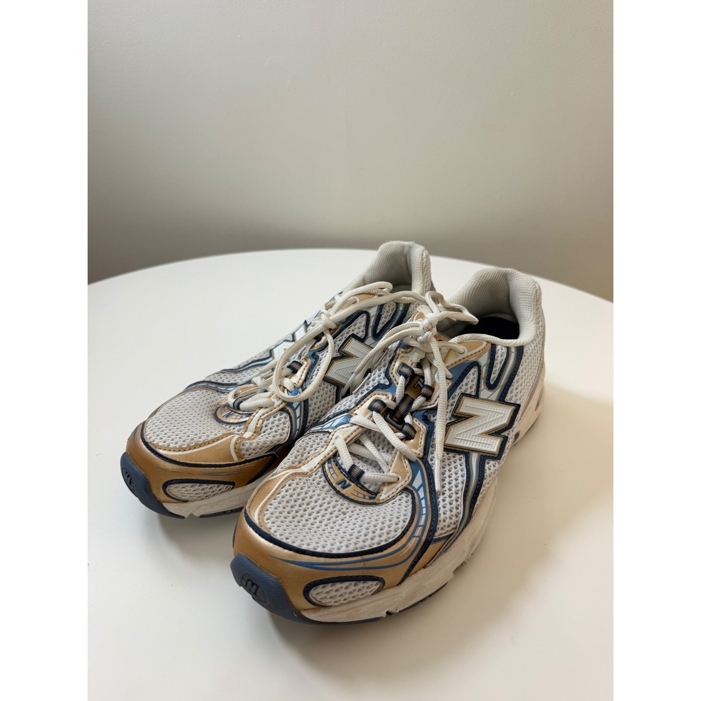 New Balance 740 Running Shoes Men 10 White Gold Blue Excellent ABZORB U740WB2